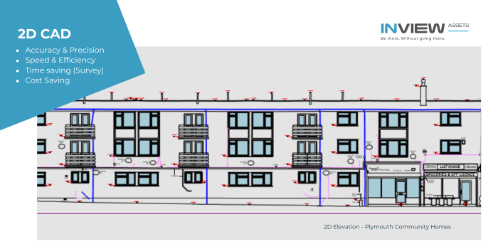 2D CAD elevation of housing by InView Assets