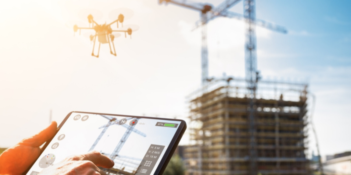 Drone inspection on construction site InView Assets